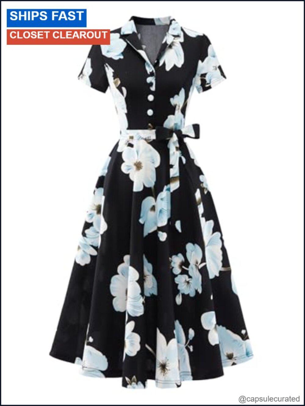 Vintage Tea Dress Short Sleeve A-Line Cocktail Party Church Dress
